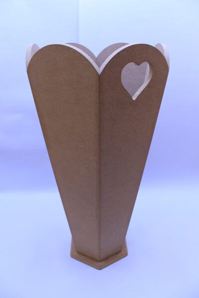 Hobi Evim Raw Wooden Large Umbrella Holder with Heart Handle