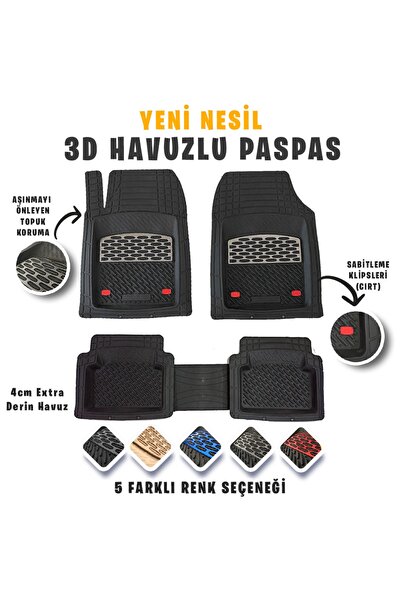 SAFİR Kia Cerato 2007 Model 3d Havuzlu Paspas Karbon Krom Kaplama