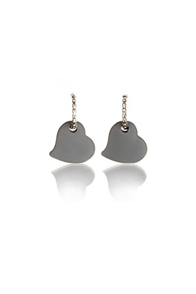 Leerybee Matte Antique Gray Antiallergic Heart Earrings