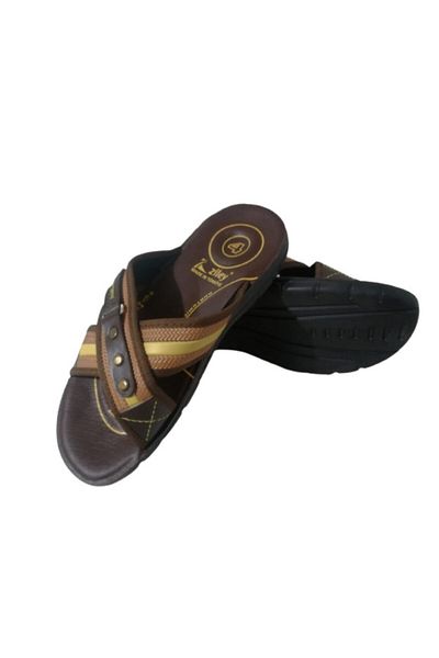 Ziley Zl023-010 Men's Brown Cross Model Daily Walking Slippers