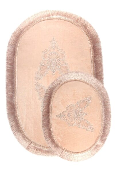 Bonny Home مجموعة Aspendos Powder 2 - طقم مرحاض مهر مهدب ومفرش حمام فرنسي