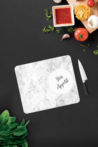 Decorita Bon Appetit Glass Cutting Board - Stone Look, 29cm X 34cm