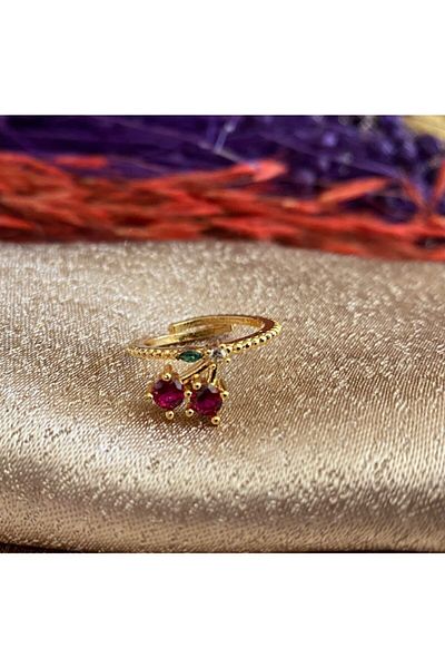 Markiz Takı Women's Red Cherry Colored Stone Cherry Ring