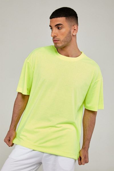 Seamoda Ανδρικό μπλουζάκι νέον κίτρινο oversize