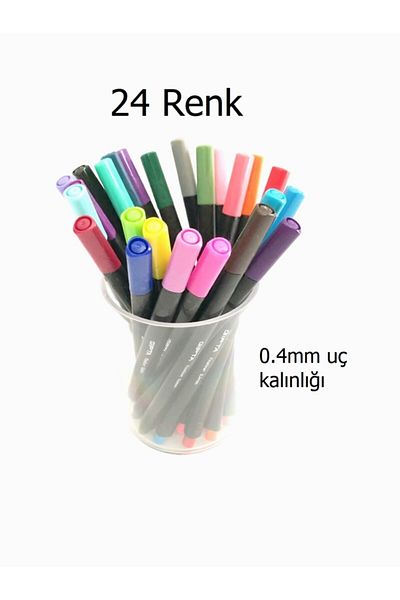 Gıpta Fineliner 0.4mm 24 Color Crystal Set with Pen Holder