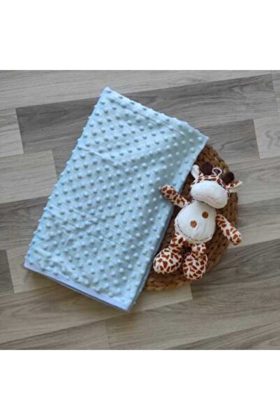 Mızmız Bebe بطانية أطفال منقوشة بالحمص الأزرق