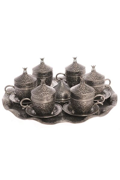BAZAAR 4 طقم أكواب عثماني شهزاد نسكافيه 6 أشخاص بيوتر Crst200
