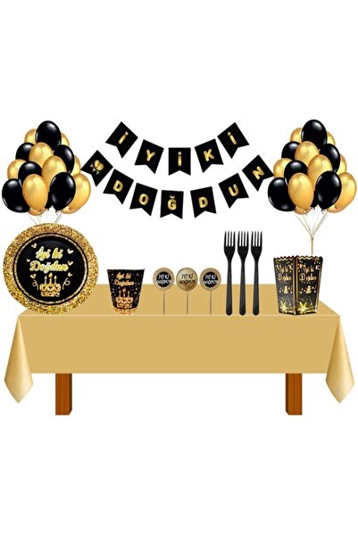 Partimarka مجموعة حفلات عيد ميلاد سعيد لـ 16 شخصًا