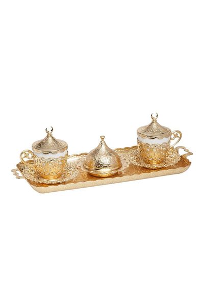 BAZAAR 4 Ottoman Hürrem Nescafe Cup Set for 2 Persons Yellow Crst270