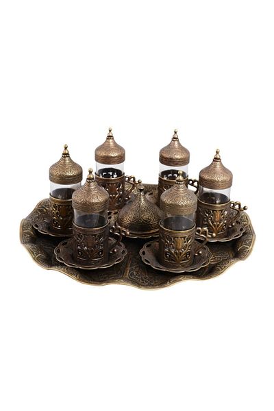 BAZAAR 4 Ottoman Tulip Water Bottle Set for 6 Persons Antique Yellow Crst300