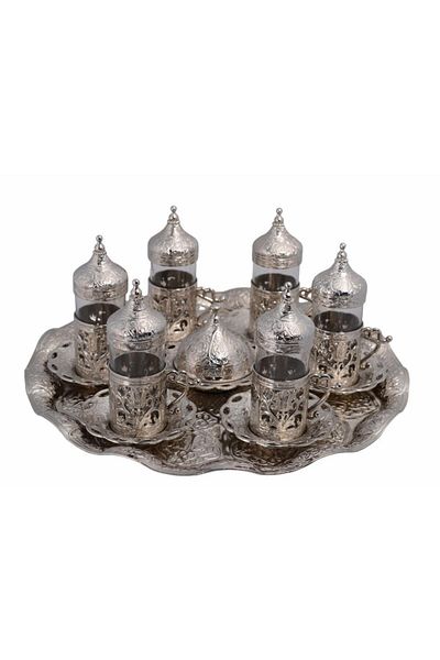 BAZAAR 4 Ottoman Tulip Water Bottle Set for 6 Persons Silver Color Crst300