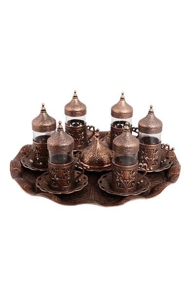 BAZAAR 4 Ottoman Tulip Water Bottle Set for 6 Persons Antique Copper Crst300