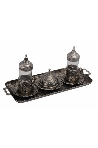 BAZAAR 4 Ottoman Tulip Water Bottle Set for 2 Persons Pewter Crst360