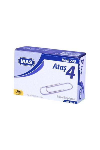 Mas 240 Paper Clips No:4 Nickel Plated White