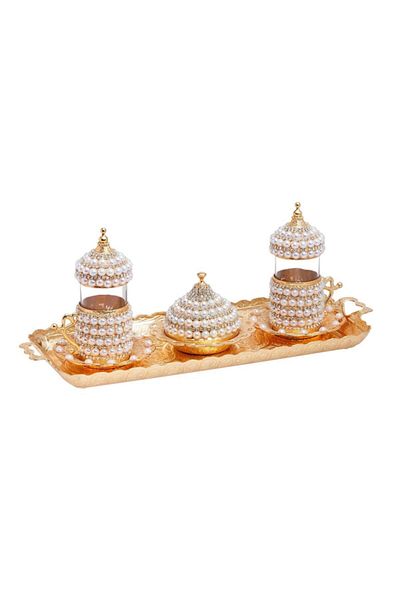 BAZAAR 4 2-Person Water Treat Set with Pearls - Yellow Crst562