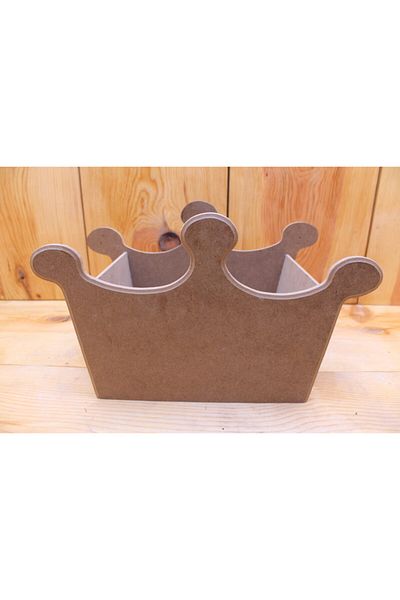 Hobi Evim Raw Wooden King Crown Shaped Bread Basket