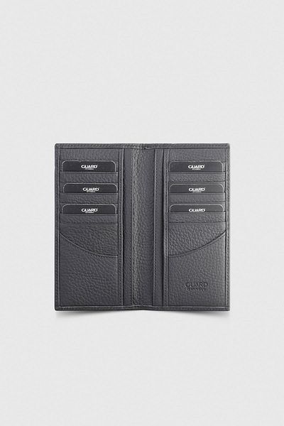 GUARD Slim Black Leather Portfolio Hand Wallet