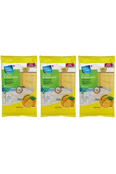 Flink Sauber F&s 3 Pieces Wet Rosalt Floor Diapers 16 Pieces Lemon Scented
