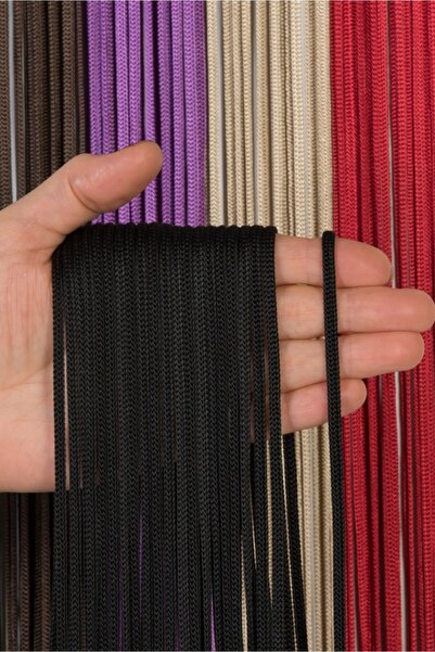 Saççax Exclusive Siyah Renk Jumbo Düz Zincir Serisi Ip Perde