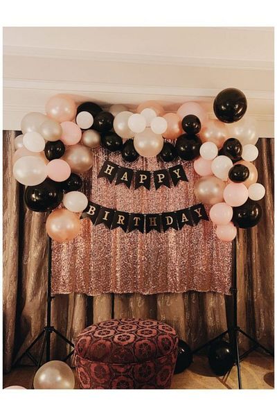 MERİ PARTİ Happy Birthday Banner And Balloon Chain Set Birthday Concept Banner And Balloon Chain