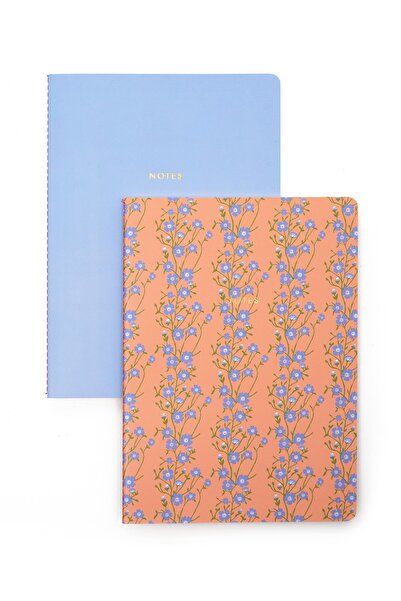 Leather Paper 2'li Defter Seti A5 Çizgili ve Çizgisiz Periwinkle