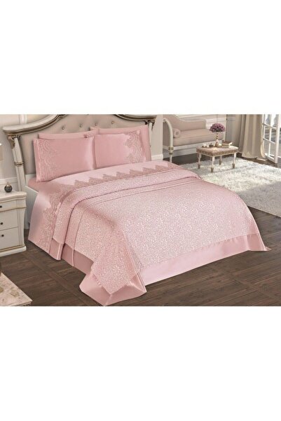 bursa çeyiz Pudra Fransız Dantelli Pike Takımı