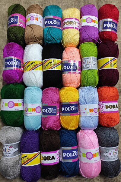BONBON (24 bucăți) Nako Kartopu Ören Polo pentru femei, fire de tricotat manu...