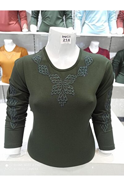 Nacar Anne Yaka Süslemeli Penye Bluz