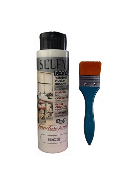 Rich Selfy Dekor Kendindenden Vernik Boya 500 Cc Beyaz Ve Zemin Fırçası