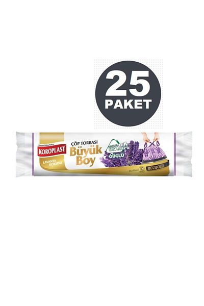 Koroplast Extra Strong Lavender Drawstring Large Size 10 Pieces Garbage Bags X 25 Packs (65*70 Cm)