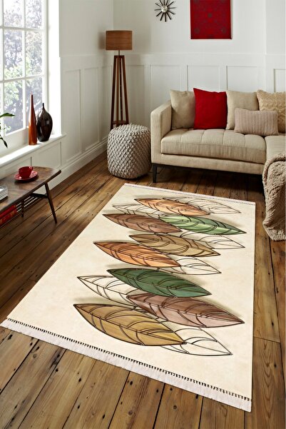 Modern home 3d Yaprak Tasarımlı Dekoratif Halı Yolluk Kolay Temizlenebilen De...