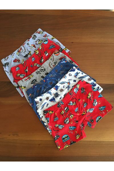 LEYNA BUTİK Multicolored Patterned Children's Boxers 12-pack