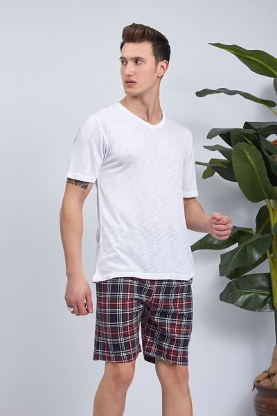 Moda Clubu Şortlu Erkek Pijama Takımı V Yaka (çift Kombini Yapılabilir Kadın ...