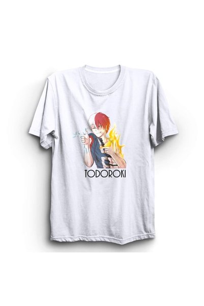 The Fame Unisex bela majica Shoto Todoroki, anime serija My Hero Academia T-s...