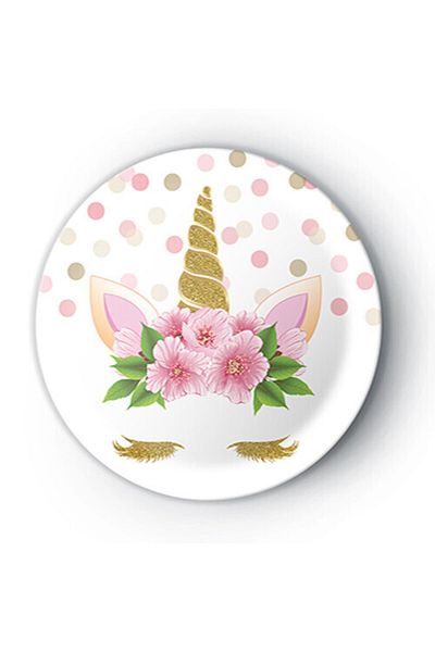 parti sürprizi Unicorn Flower Plate 23 cm 8 Pieces