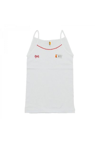 PundiKids Ilke Girl's Rope Strap Undershirt with Ribbon