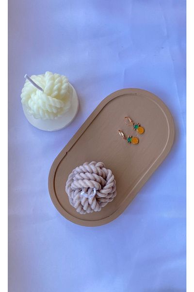 Orange Atelier Decorative Oval Concrete Trinket Plate Concrete Jewelry Plate Candle Plate Organizer Candle Holder Incense Holder