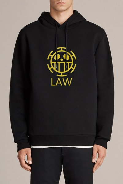 QIVI One Piece Law Logo Štampano Crna muška Pleteno majica sa kapuljačom dugi...
