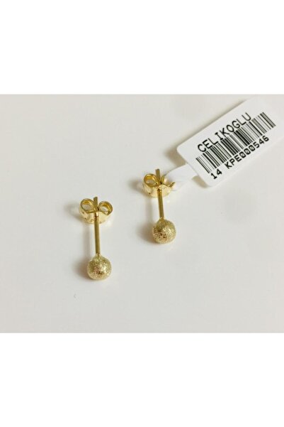 Çelikoğlu Kuyumculuk 14 Ayar Altın Simli Top Küpe 0,68 Gr