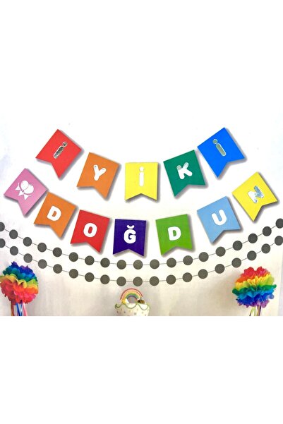 Huzur Party Store Banner cu text  "La mulți ani " cu șnur, cu text  "La mulți...