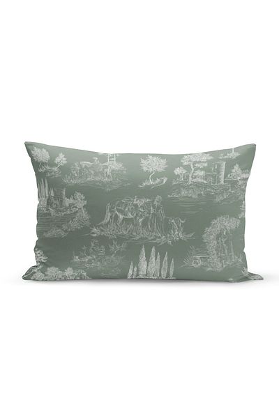 Filamente Double Sided Throw Pillow Cover Toile De Jouy Style