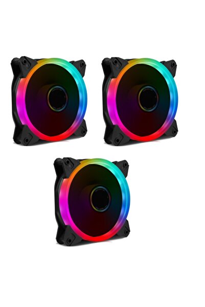 GAMETECH 8r Plus 3x120mm 12cm Rainbow Ledli Sessiz Kasa Fanı (3'lü Set)