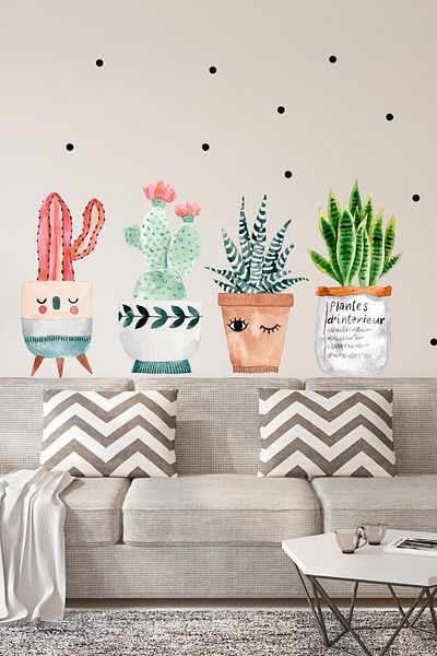 Sim Tasarım Cacti in Pots Wall Sticker Set Ws154