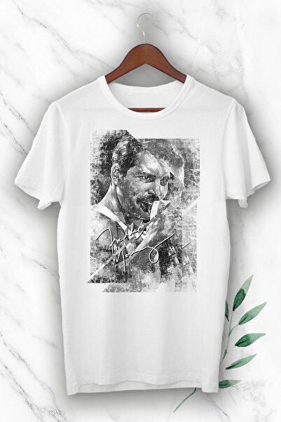 perseusshopping Men's Vintage Printed Freddie Mercury Unisex White T-Shirt