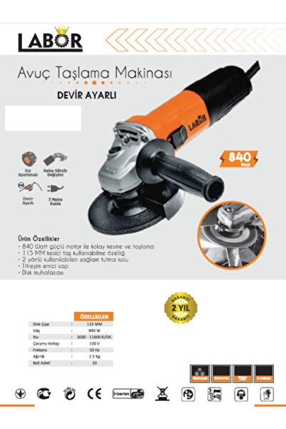 LABOR Taşlama Makinası Jl9555 115mm 840w Avuç Taşlama Devir Ayarlı
