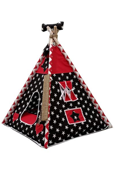 Henna Red Black Star Cat Dog Tent Xl