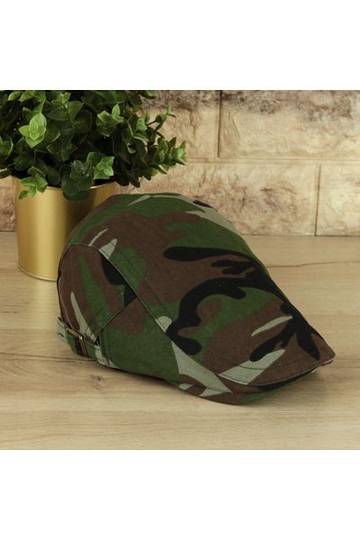 ŞapkaIdünyasi Canvas Linen Men's Cap Summer Camouflage Adjustable Buckle