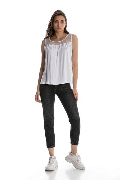 DISENTIS MODEST White Lace Body - Thick Straps and Loose Cut
