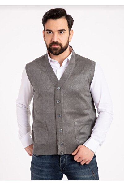 MaviMoure Gray Men's Vest - Buttoned Design