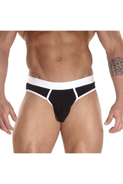 Don Moris Erkek Siyah Kontras Biyeli Slip